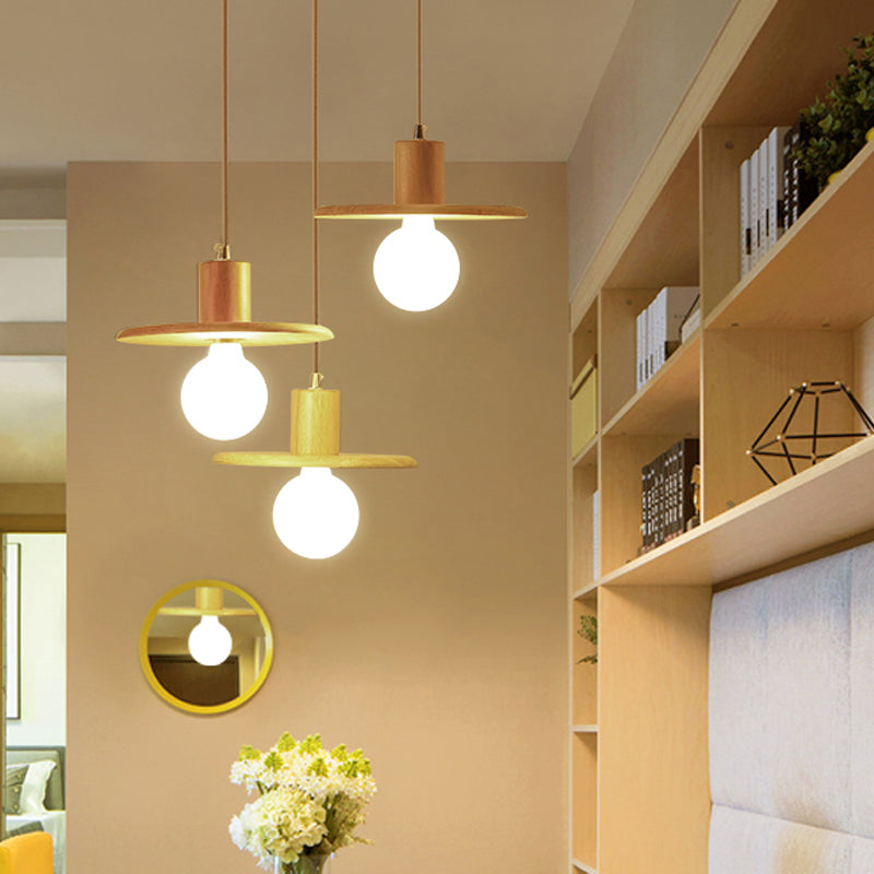 Dekselvormig hangend licht modern houten 3 bollen eetkamer multi -light kroonluchter
