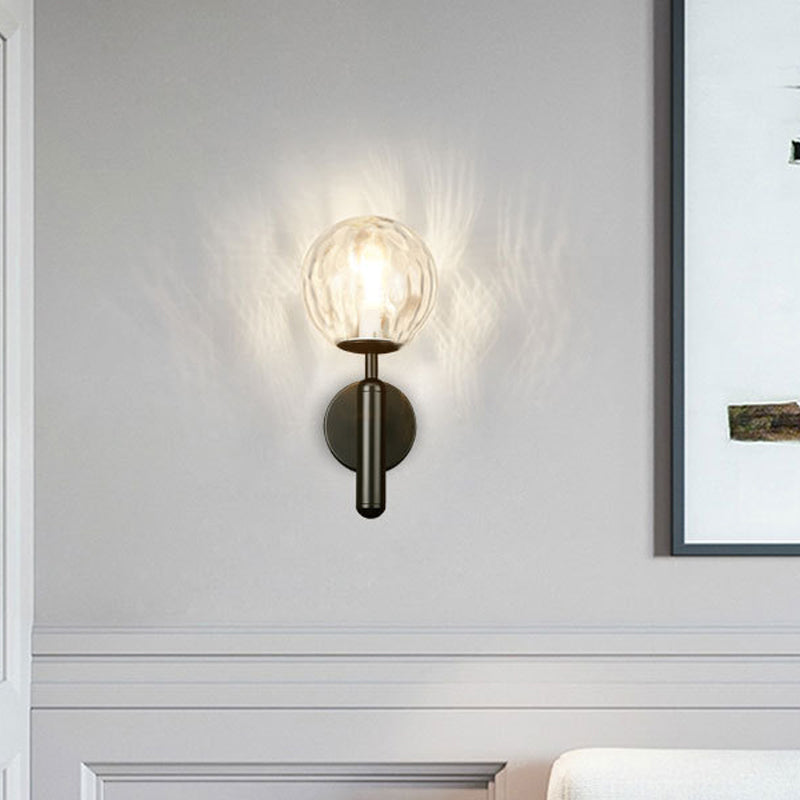 Minimalist Globe Wall Mount Light Fixture Glass 1-Head Bedroom Wall Lighting Ideas