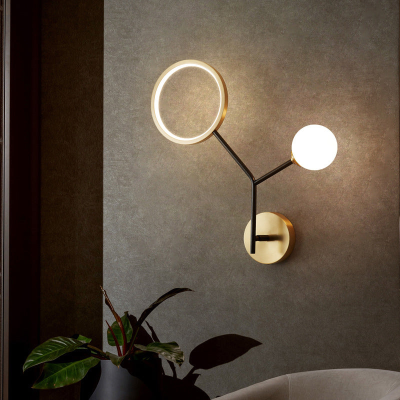 Crème glazen modo muur sconce lamp minimalistische led wandverlichting armatuur voor slaapkamer