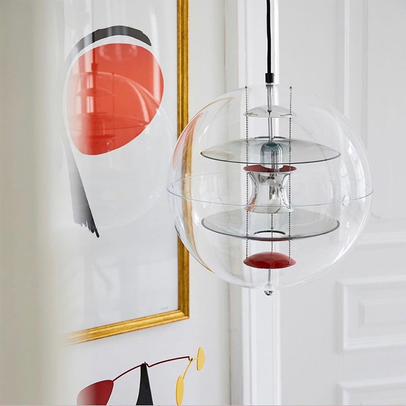 Global Ceiling Pendant Modernity Clear Glass 1 Light Down Lighting with Inner Layered Shade