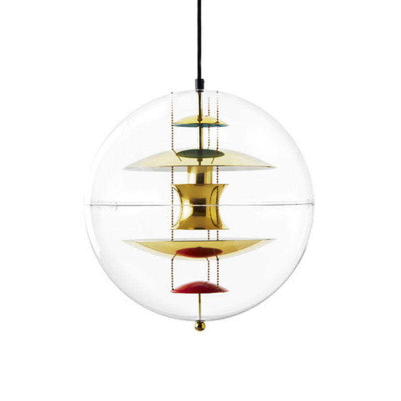 Global Ceiling Pendant Modernity Clear Glass 1 Light Down Lighting with Inner Layered Shade