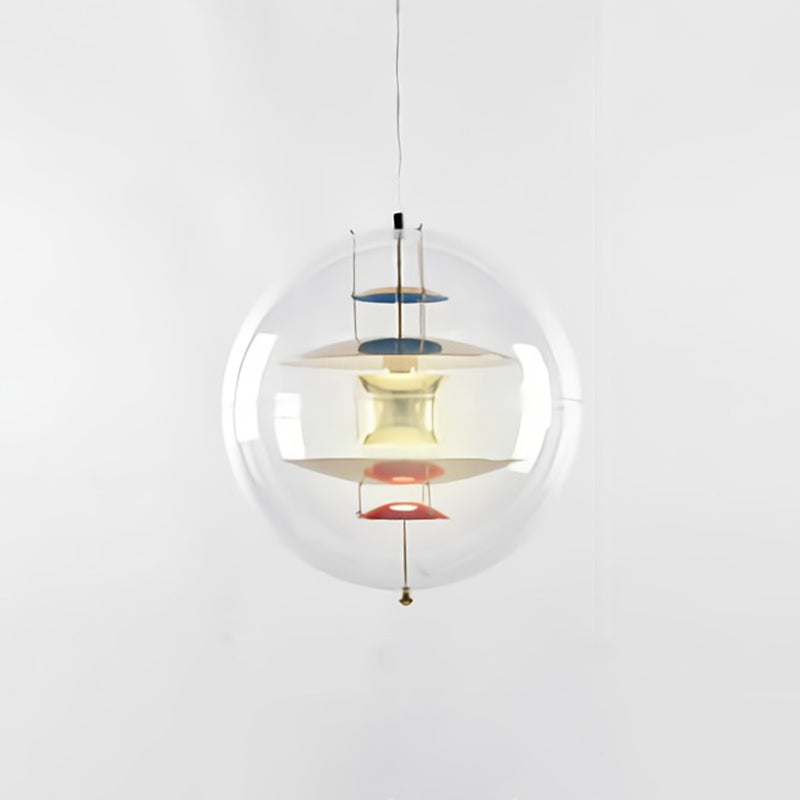 Global Ceiling Pendant Modernity Clear Glass 1 Light Down Lighting with Inner Layered Shade