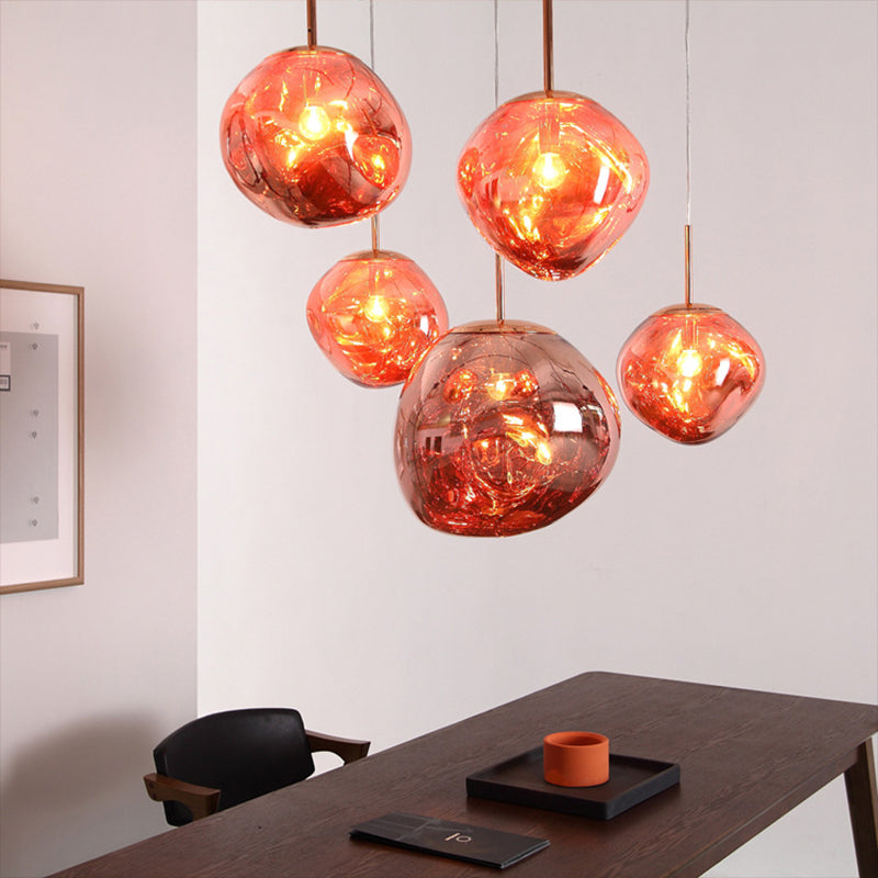 Lava Orb Pendant Lighting Modernism Glass 1-Light Suspension Light Fixture for Dining Room
