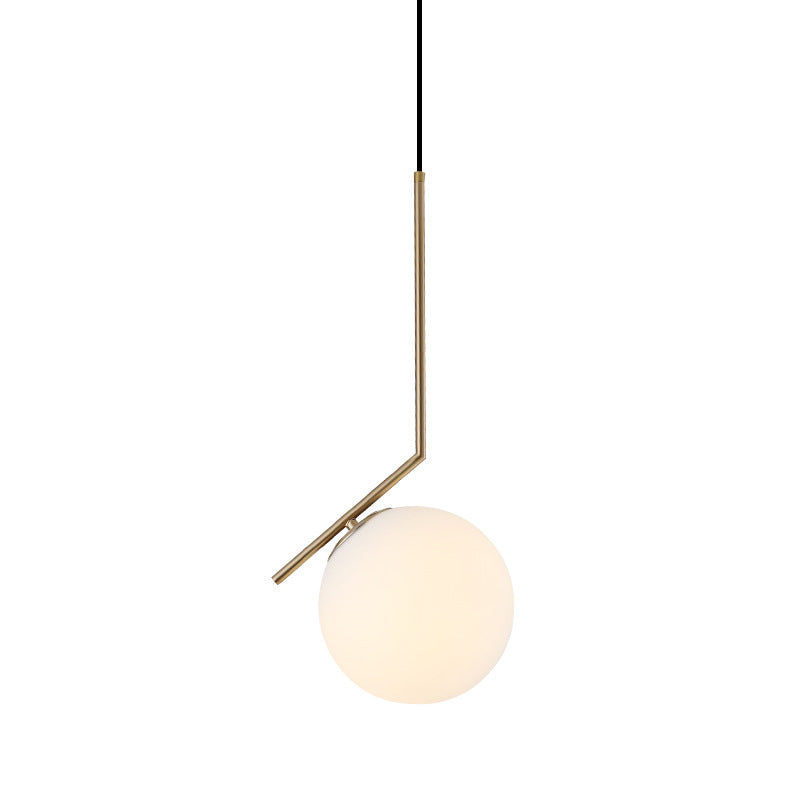 Goldene Kugel Drop Lampe zeitgenössische 1 Glühbirnen -Creme -Glas -Deckenleuchte für Schlafzimmer