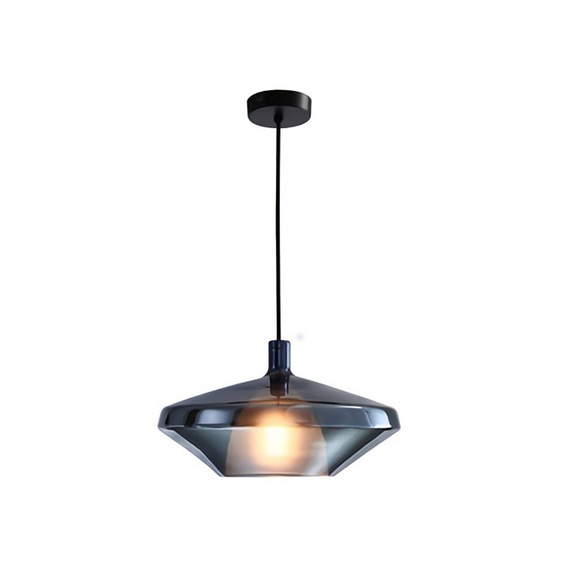 1 Glühbirnen -Esszimmer -Pendel leichte moderne Tropfenlampe mit Geometrieglasschatten