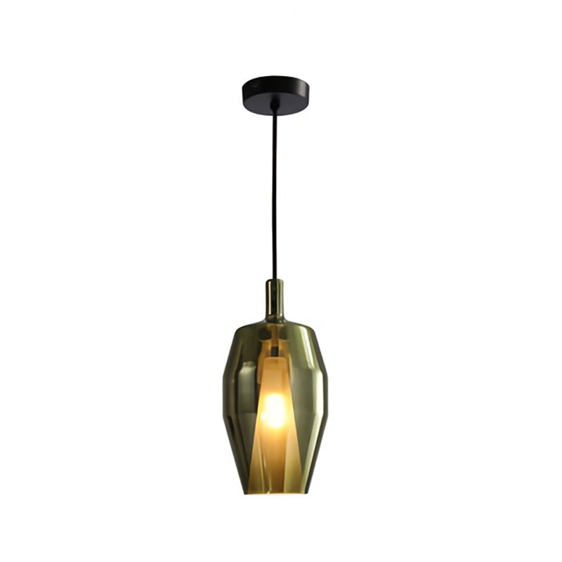 1 Glühbirnen -Esszimmer -Pendel leichte moderne Tropfenlampe mit Geometrieglasschatten