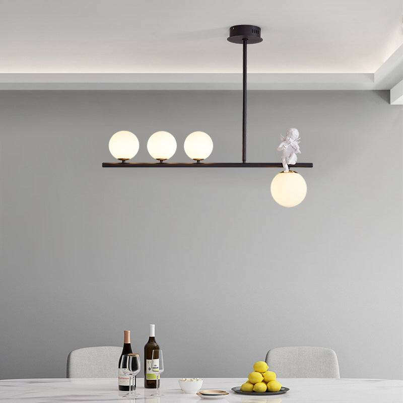 Nordic Island Light Fixture Global Angel Pendant Lighting with Opaline Glass Shade