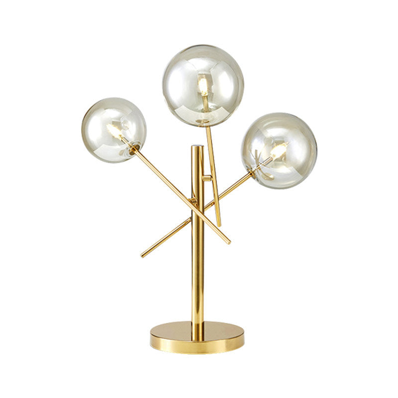 Sphere Silver Glass Night Lighting Modern 3 cabezas Lámpara de noche rotatable de oro para dormitorio
