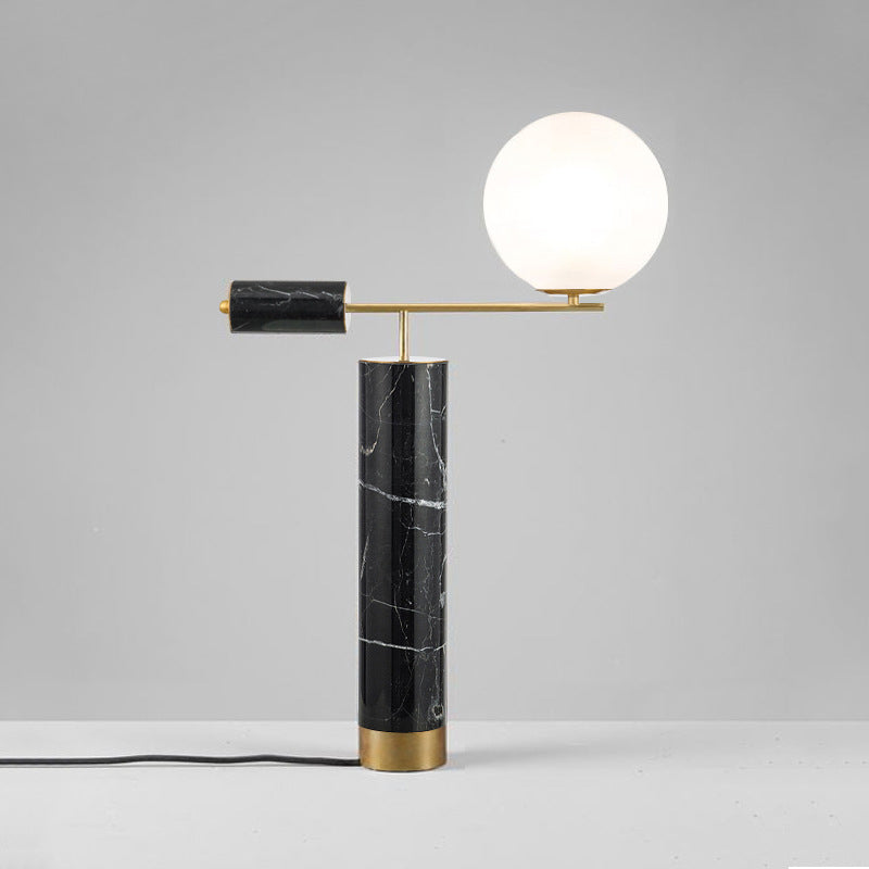 Milky Glass Global Night Table Light Modernity 1-Bulb Black Nightstand Lamp for Living Room
