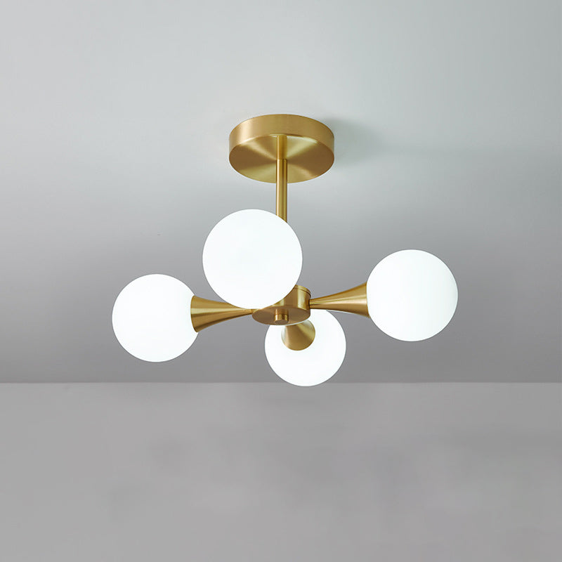 Brass Globe Semiflush Light Minimalist Glass LED Close to Massimale Lampada per Bedroom