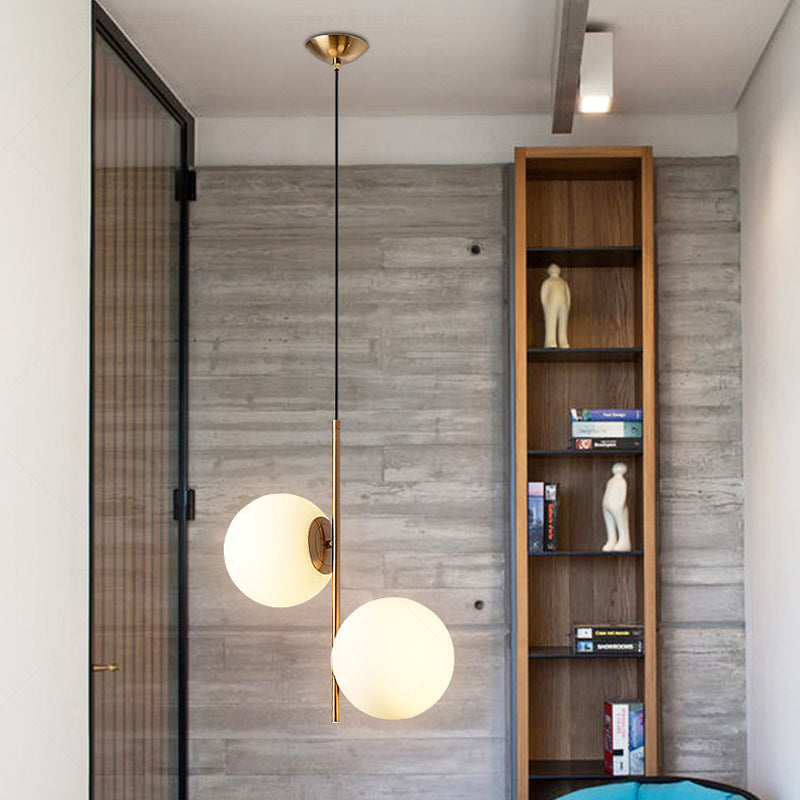 Nordic 2 Leuchten Kronleuchter Beleuchtung Gold Kugel Anhänger Lichtkit mit Opalglas Schatten