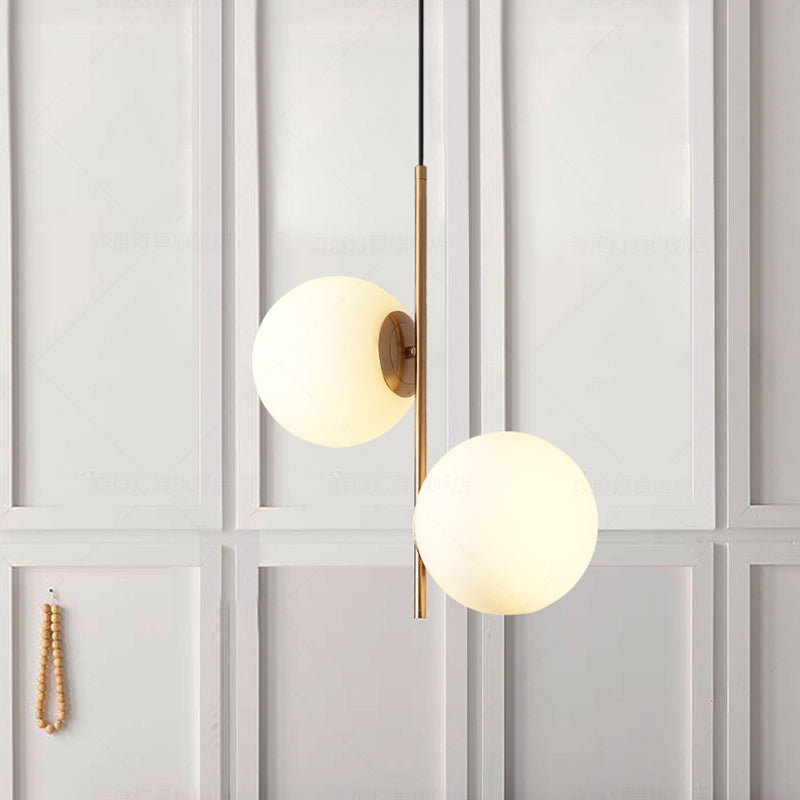Nordic 2 Leuchten Kronleuchter Beleuchtung Gold Kugel Anhänger Lichtkit mit Opalglas Schatten