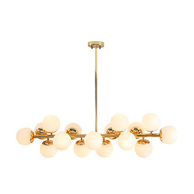Ball Esszimmer Anhänger Light Kit Creme Glas zeitgenössische Kronleuchterbeleuchtung in Gold