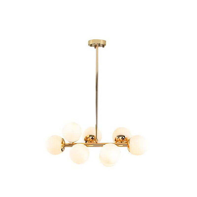 Ball Esszimmer Anhänger Light Kit Creme Glas zeitgenössische Kronleuchterbeleuchtung in Gold