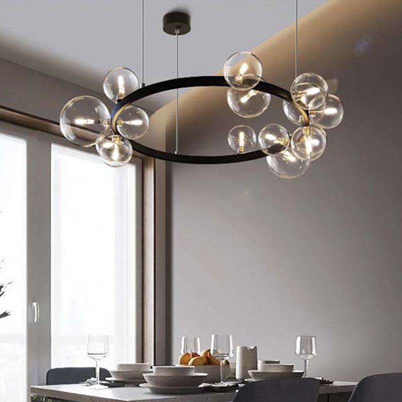 ORB Clear Clear Glasselier Light Light Minimalist Black Spendant Lighting Freet per sala da pranzo