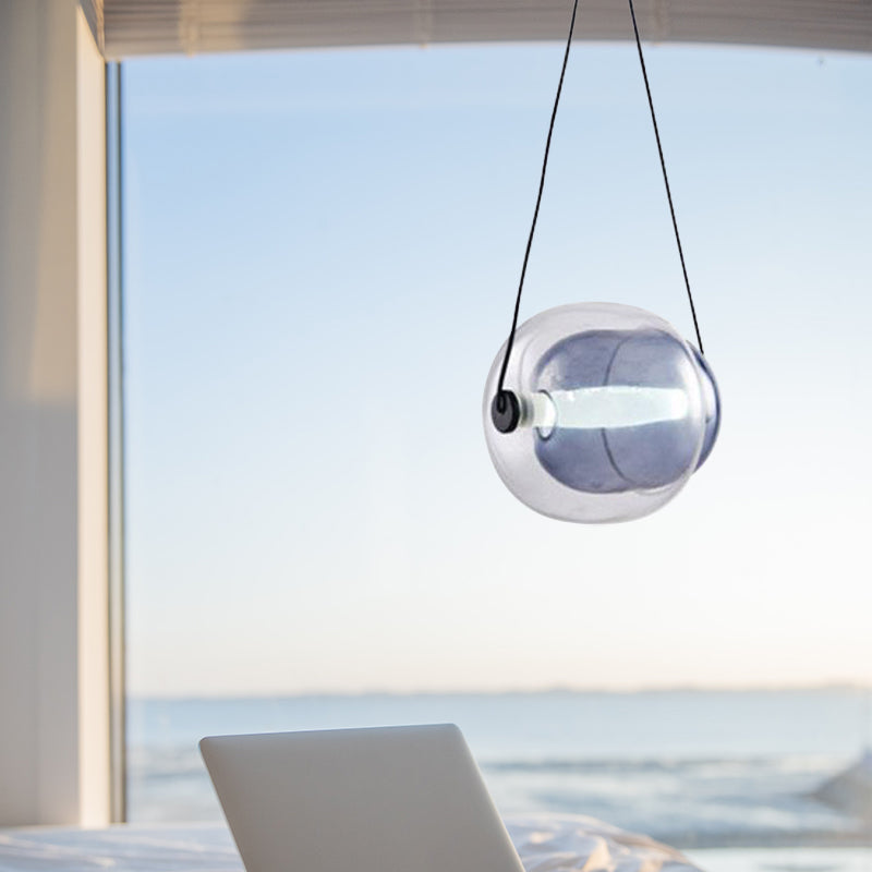 Droporio ovale a pendente minimo vetro doppio 1 capo soggiorno illuminazione in viola