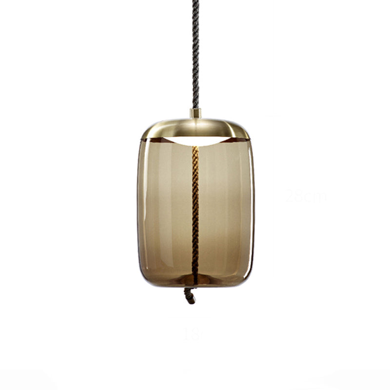 Geometry Amber Glass Suspension Lamp Contemporary 1-Light Pendant Lighting Fixture for Dining Room