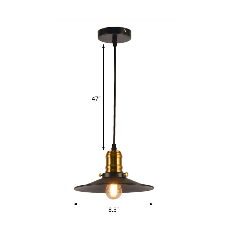 8.5"/10"/12" Wide Single Bulb Metal Pendant Light Fixture Industrial Black Flared Dining Room Hanging Lamp