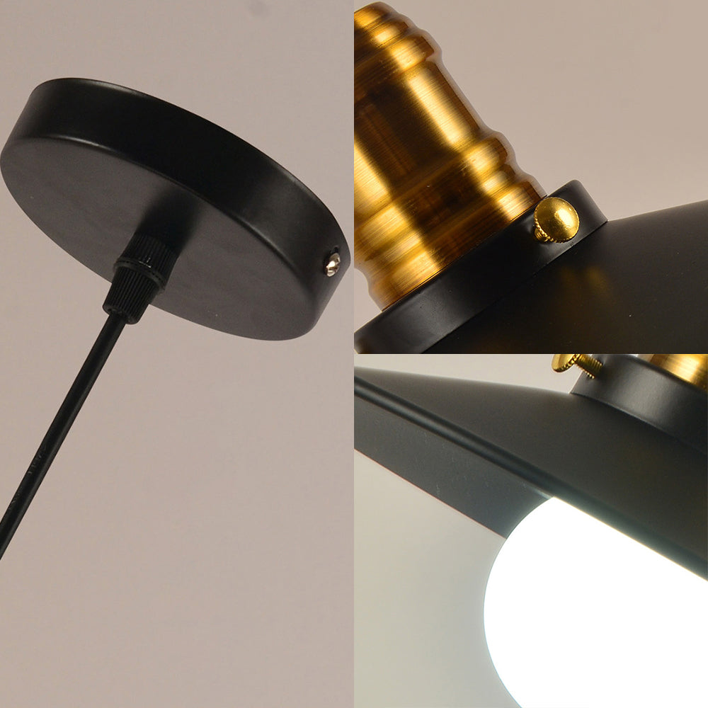 8.5"/10"/12" Wide Single Bulb Metal Pendant Light Fixture Industrial Black Flared Dining Room Hanging Lamp