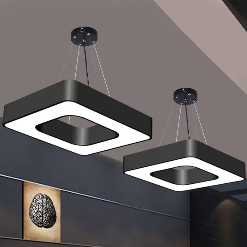 Metal Square Hanging Light Fixture Nordic Black LED Ceiling Suspension Lamp for Dining Room