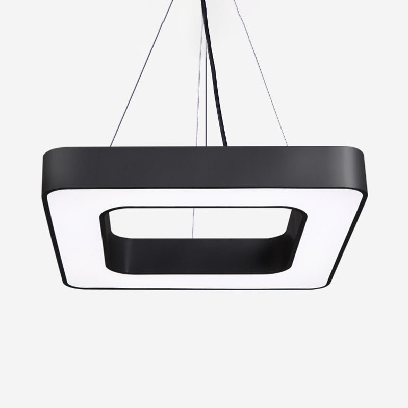 Metal Square Hanging Light Fixture Nordic Black LED Ceiling Suspension Lamp for Dining Room