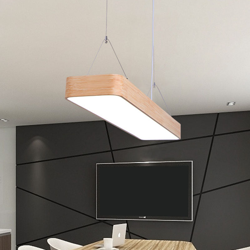 Lampada a ciondolo a LED Office Lampada sospesa in legno Nordico con tonalità acrilica rettangolo