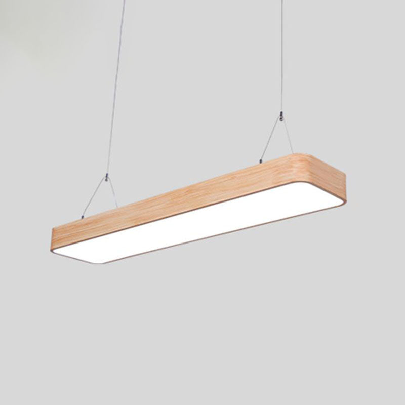 Lampada a ciondolo a LED Office Lampada sospesa in legno Nordico con tonalità acrilica rettangolo