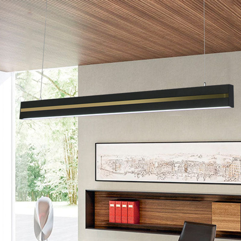 Rectangular Hanging Pendant Contemporary Metal Meeting Room LED Suspension Lighting