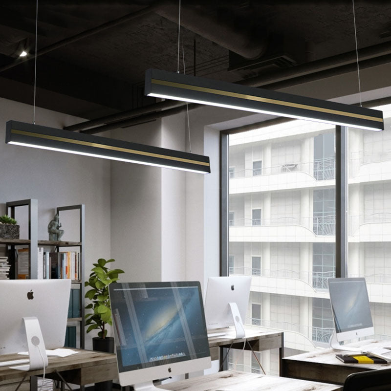 Rectangular Hanging Pendant Contemporary Metal Meeting Room LED Suspension Lighting