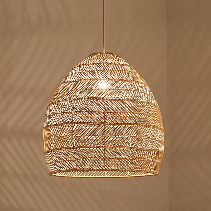 Rattan Cloche Pendellende Deckenleuchte Asian Single-Bulb-Suspensionsbeleuchtung über Esstisch