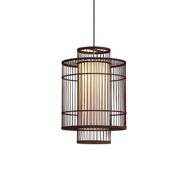 Chinese Palace Lantern Pendant Lamp Bamboo 1 Head Study Room Ceiling Light Fixture