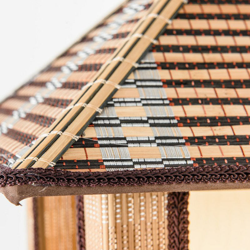 Asian Lodge Pendant Light Kit Bamboo Single Bedside Hanging Lamp in Wood with Dome Milk Glass Shade Inside