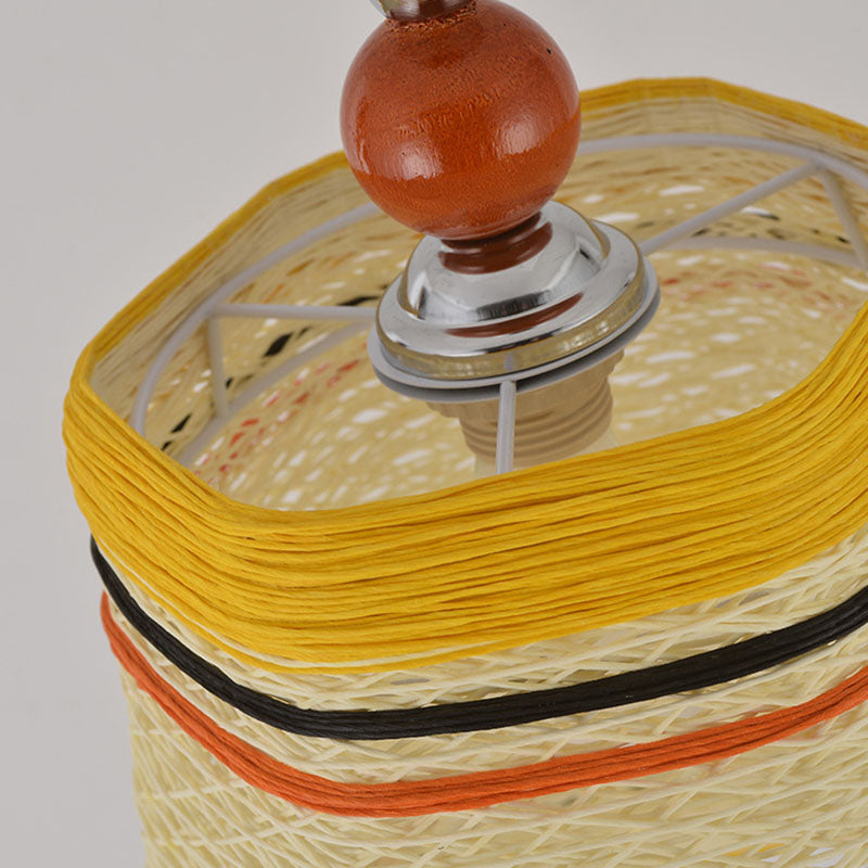 Chinesische glockenförmige Anhängerlampe Rattan Faser Single Restaurant Hanging Leuchte