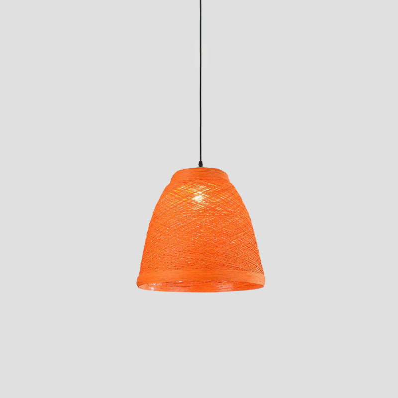 Webenglocke Hanging Lampe Asian Style Rattan 1 Glühbirnensnack -Riegel Suspension Anhänger Licht