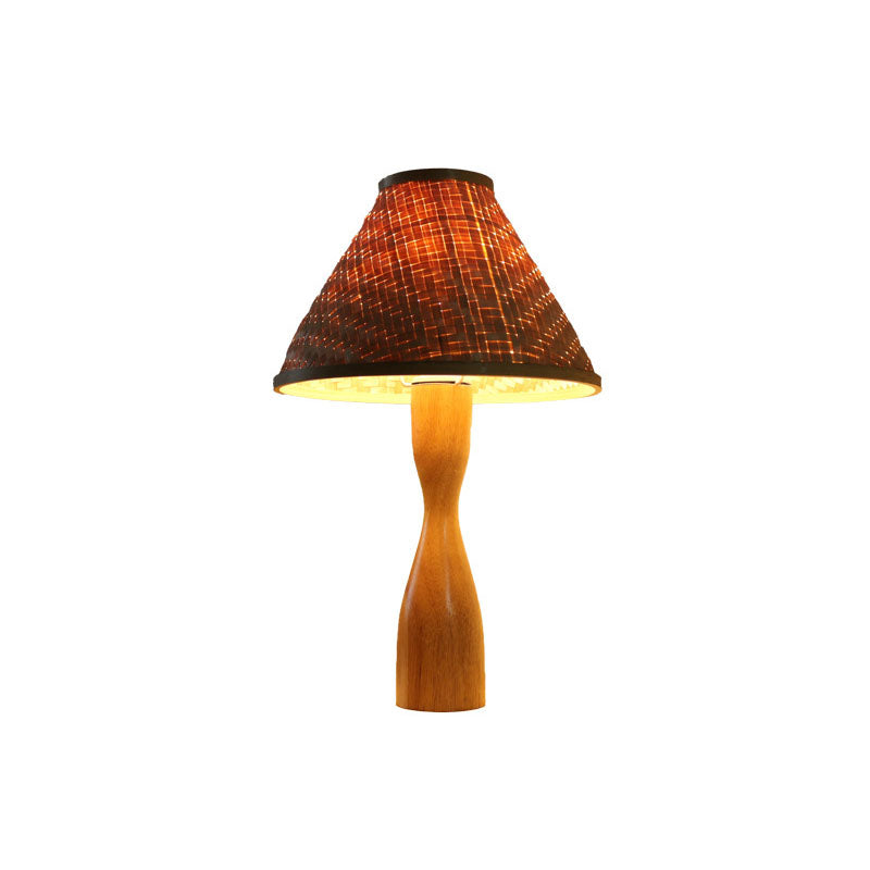 Lampada da notte di bambù a forma geometrica Light asiatico a bulbo singola luce per camera da letto