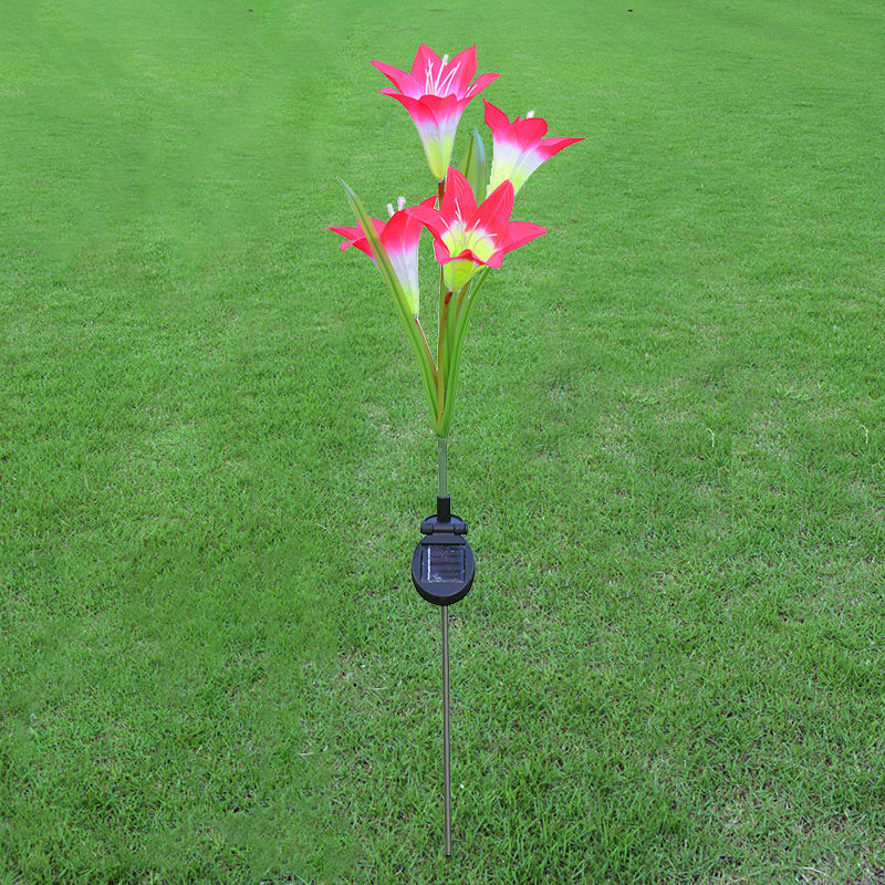 Artificial Lily LED Landscape Light Modern Plastic 4 Heads Courtyard Solar Ground Lighting