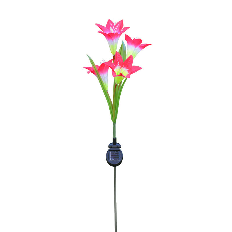 Artificial Lily LED Landscape Light Modern Plastic 4 Heads Courtyard Solar Ground Lighting