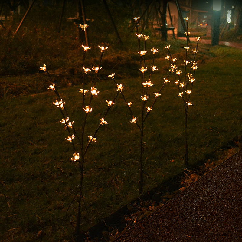 Cherry Blossom Solar Landscape Light Artistic Plastic Courtyard LED Stake Lighting
