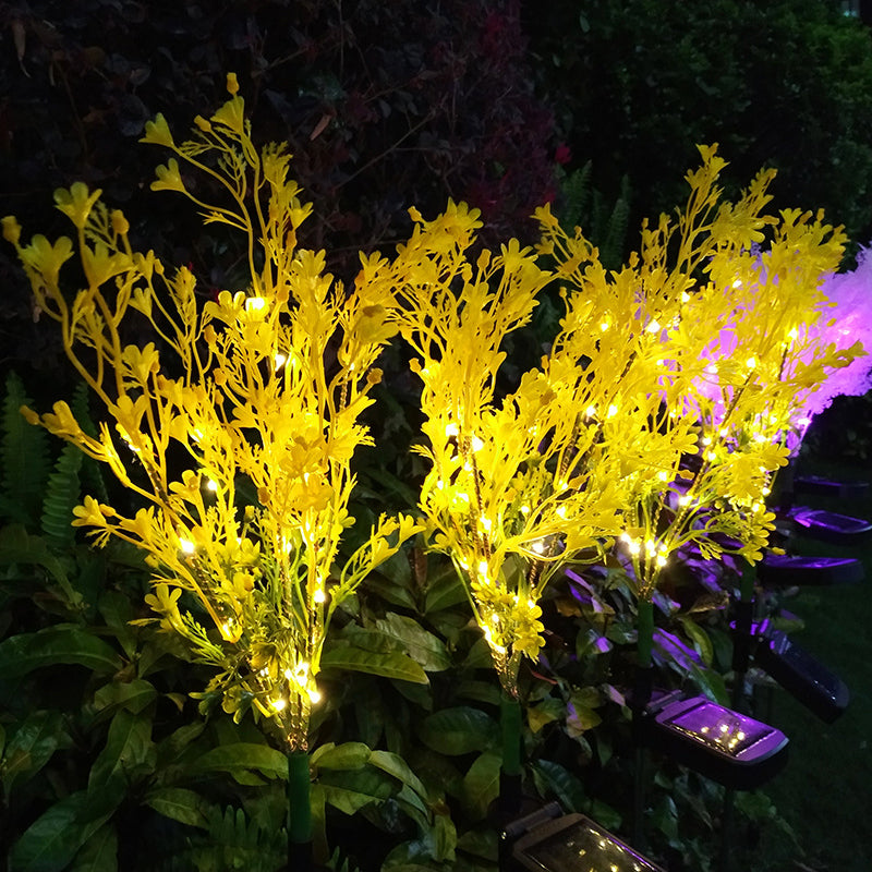 Rape Flower Plastic Solar Ground Lighting Artistic Yellow LED Landscape Light for Backyard