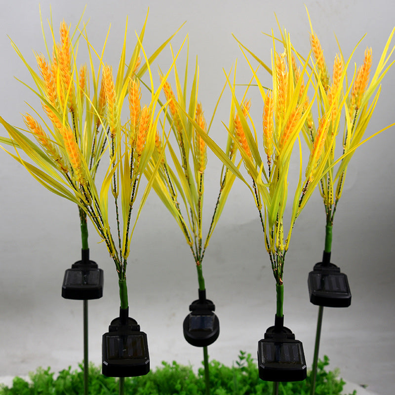 Yellow Wheat LED Lawn Lighting Decorative Plastic Solar Stake Light for Courtyard