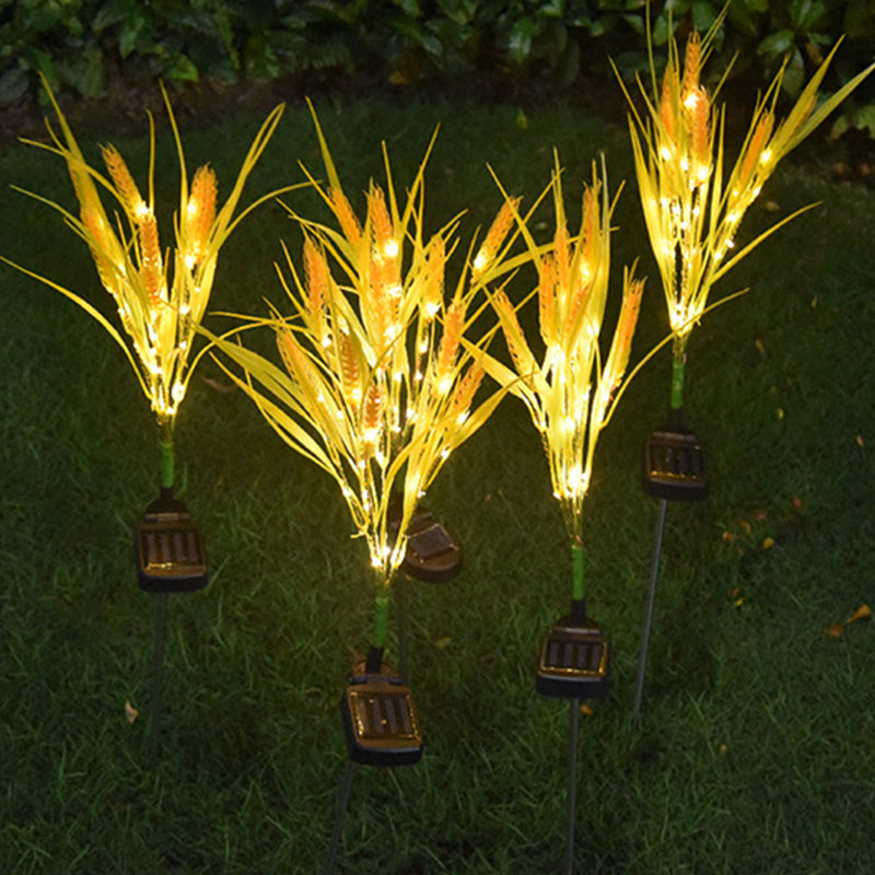 Yellow Wheat LED Lawn Lighting Decorative Plastic Solar Stake Light for Courtyard