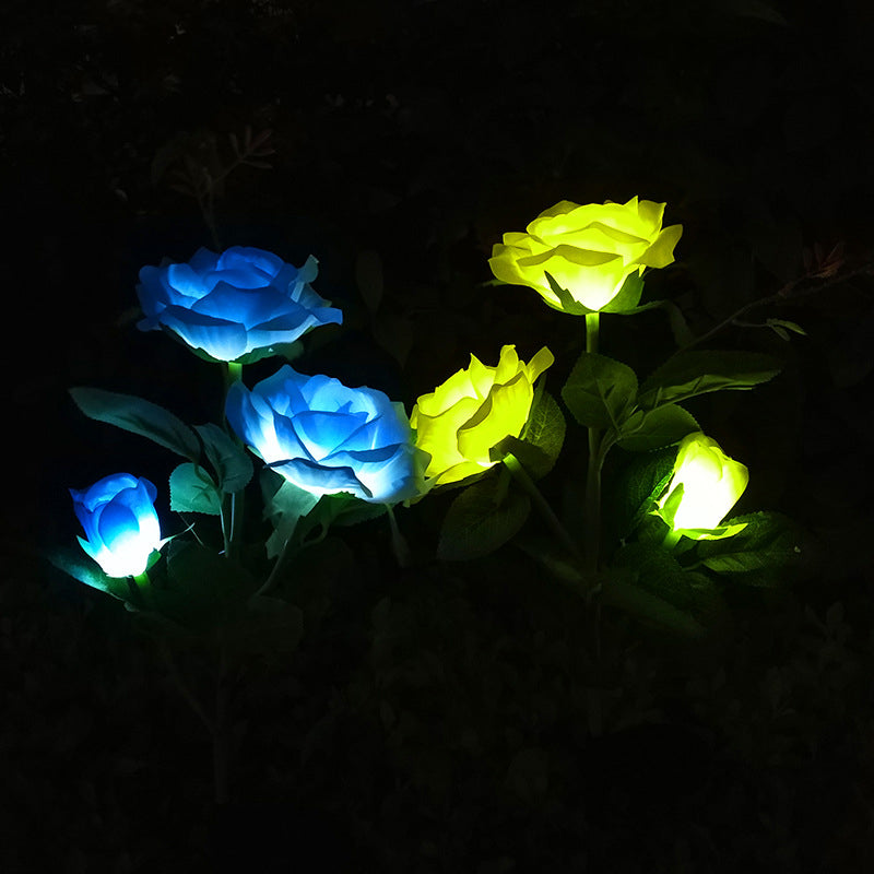 Rose Bouquet LED Lawn Lighting Decorative Plastic Courtyard Solar Landscape Light