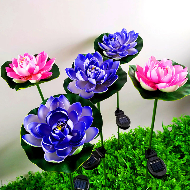 Lotus-Shaped LED Landscape Light Artistic Plastic Courtyard Solar Ground Lighting