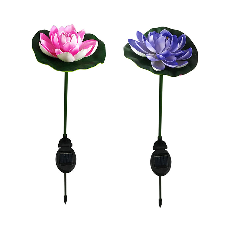 Lotus-Shaped LED Landscape Light Artistic Plastic Courtyard Solar Ground Lighting