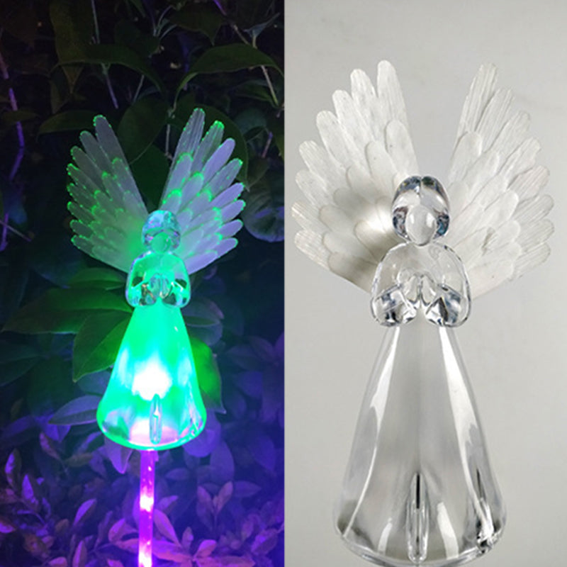 Plastic Angel Solar Ground Lighting Modern White LED Landscape Light for Backyard