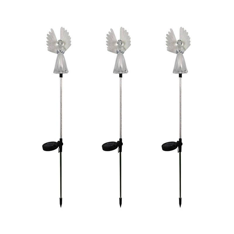 Plastic Angel Solar Ground Lighting Modern White LED Landscape Light for Backyard