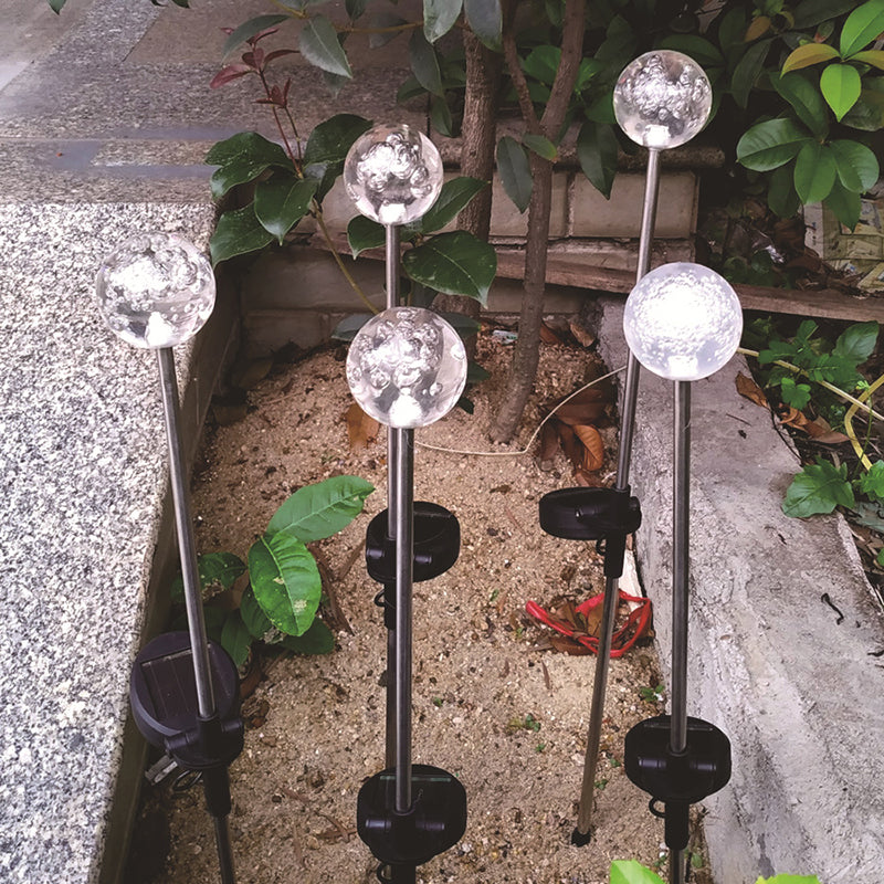 Sphere Courtyard Solar Ground Lighting Acrylic Artistic LED Landscape Light in Clear