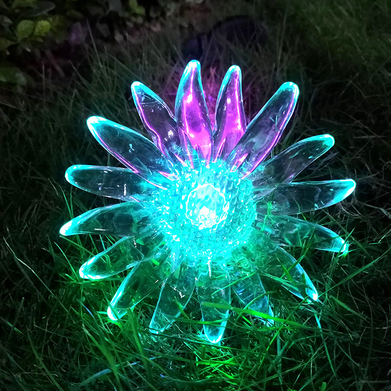 Decorative Chrysanthemum LED Lawn Light Plastic Garden Solar Ground Lighting, White