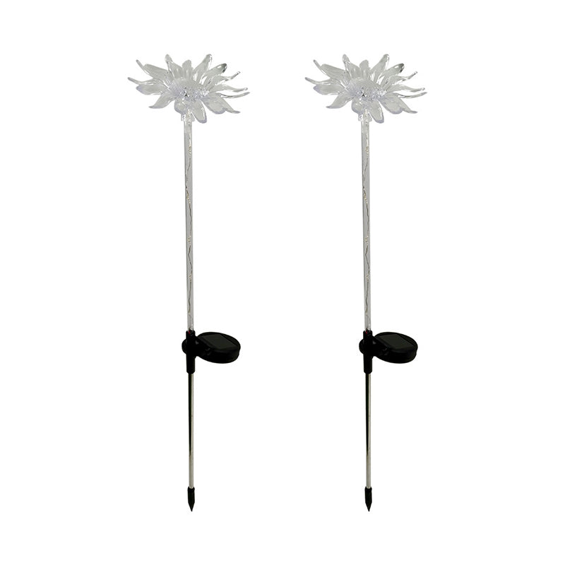 Decorative Chrysanthemum LED Lawn Light Plastic Garden Solar Ground Lighting, White