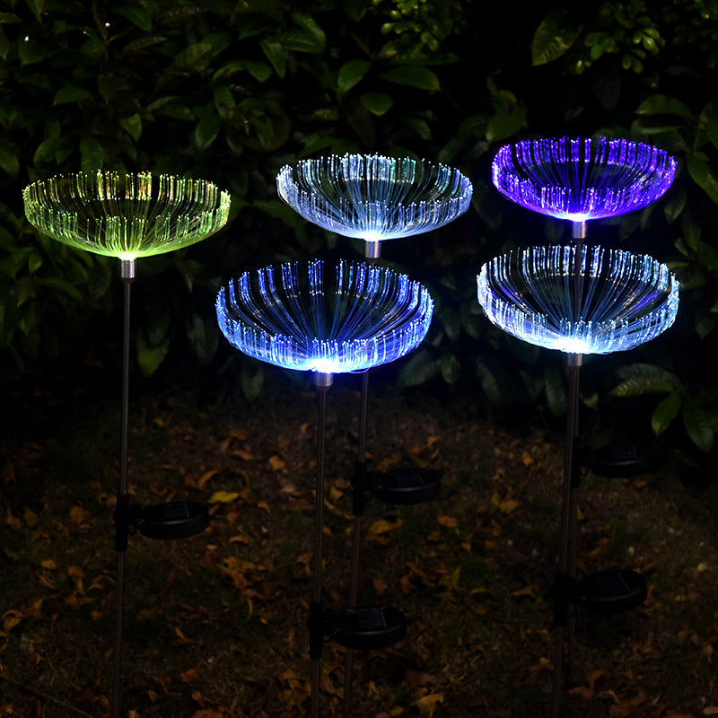 Jellyfish Plastic LED Stake Light Contemporary White Solar Lawn Lighting for Backyard